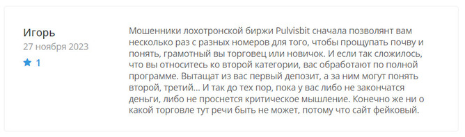 Pulvisbit (pulvisbit.com) отзывы. Псевдо биржа?